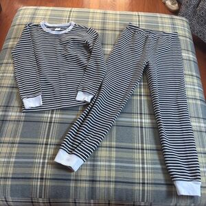 Janie and Jack Navy and White Striped Pajama Set